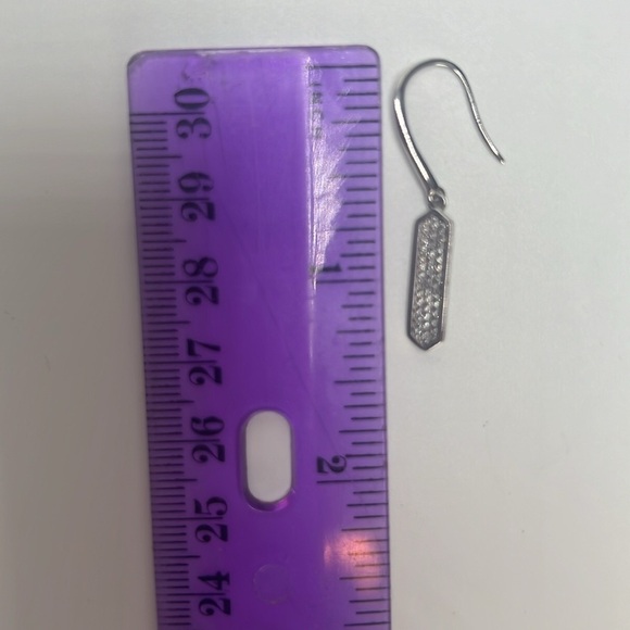 .925 Silver Dangle Earings with CZ’s - Picture 6 of 7